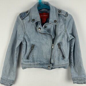 Joe Fresh Kids Jean Jacket Size S 6 Blue Denim Long Sleeve Cropped Double Brest